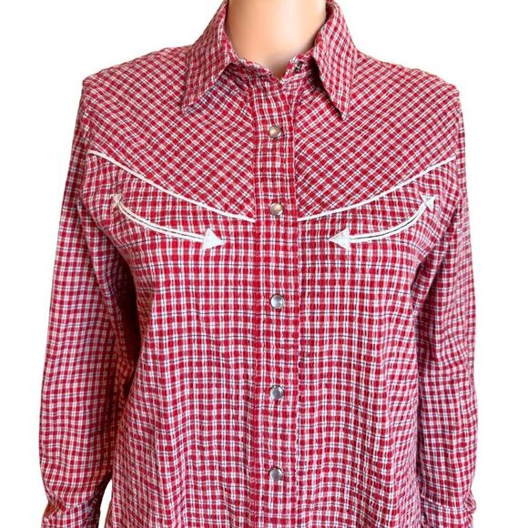 Cruel Girl Women’s Red Plaid Western Pearl Snap Shirt Medium - Picture 5 of 7